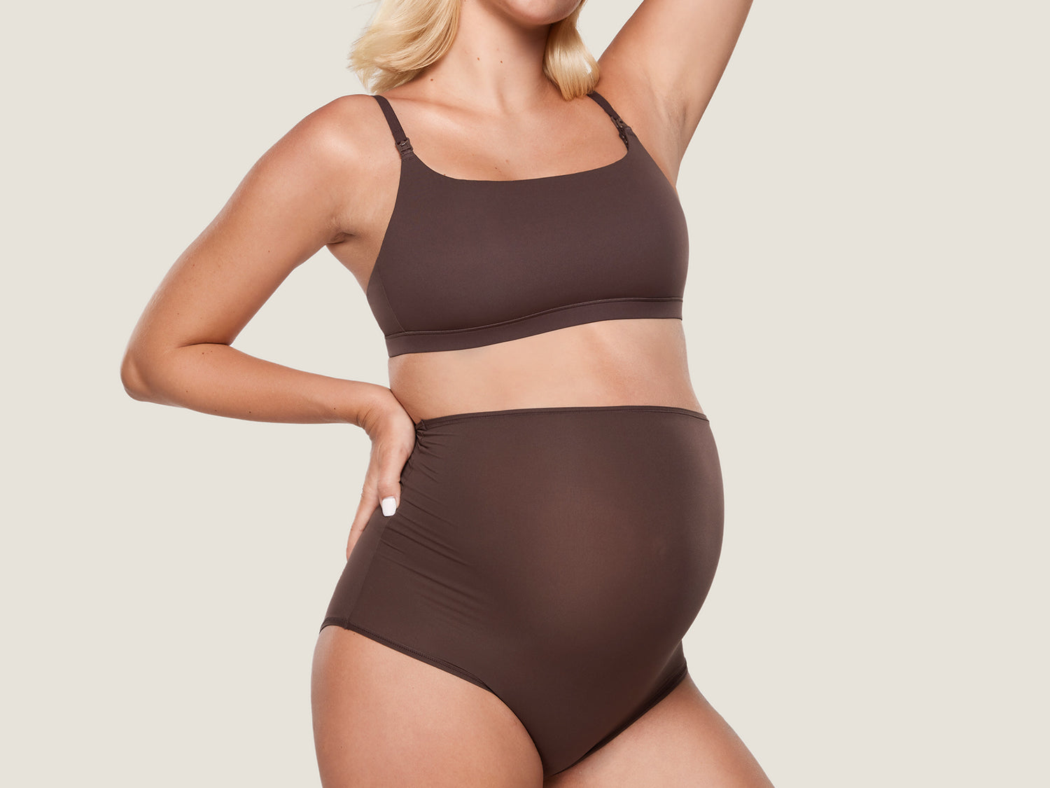 Women's High Waist Full Coverage Maternity Panties 2 Pack Hazelnut (2pack) @model_info:SHOPIFY2