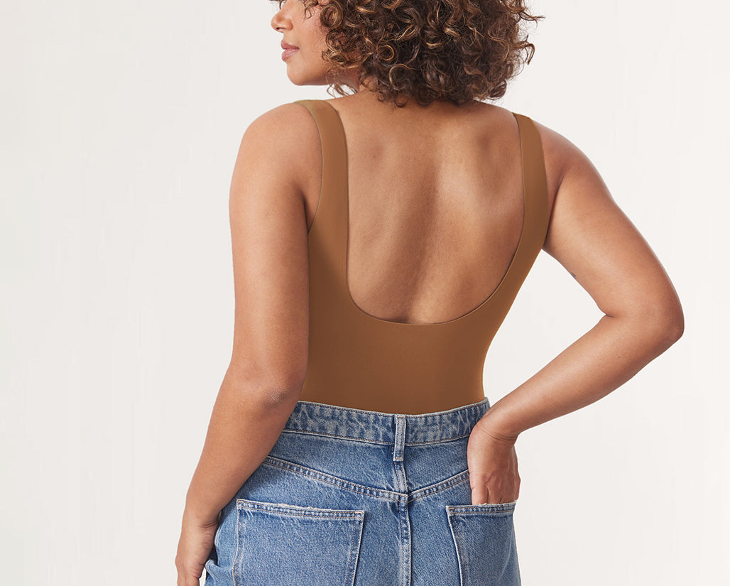 Women's Square Neck Bodysuit Chipmunk