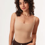 Women's Square Neck Bodysuit Warm Beige