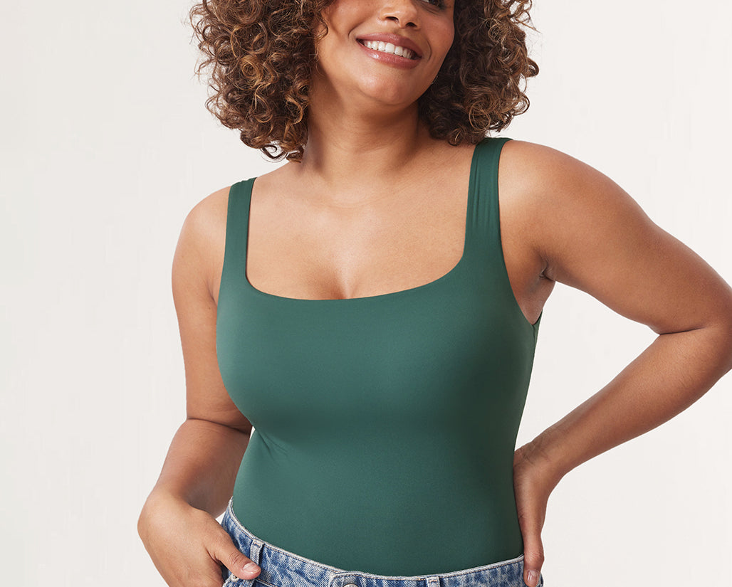 Women's Square Neck Bodysuit Midnight Emerald