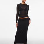 INLYRIC Women's Cosnufy® Mesh Sheer Long Sleeve Top Black