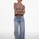 INLYRIC Women's Cosnufy® Mesh Sheer Long Sleeve Top Hazelnut