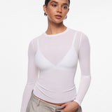 INLYRIC Women's Cosnufy® Mesh Sheer Long Sleeve Top Hazelnut