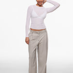 INLYRIC Women's Cosnufy® Mesh Sheer Long Sleeve Top Hazelnut