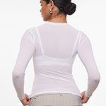 INLYRIC Women's Cosnufy® Mesh Sheer Long Sleeve Top Brown Purple