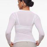 INLYRIC Women's Cosnufy® Mesh Sheer Long Sleeve Top Brown Purple