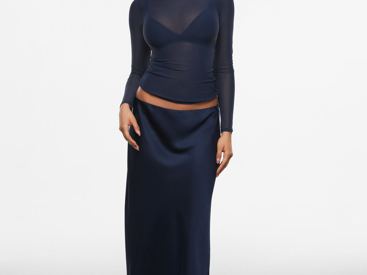 INLYRIC Women's Cosnufy® Mesh Sheer Long Sleeve Top Brown Purple