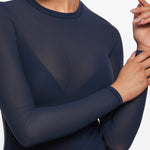 INLYRIC Women's Cosnufy® Mesh Sheer Long Sleeve Top Brown Purple