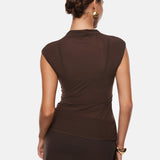 INLYRIC Cosnufy® Sheer Mesh Mock Neck Tank Top Twilight Blue