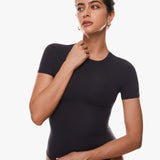 Women's Single Layer Basic Short Sleeve Top - Crew Neck Black