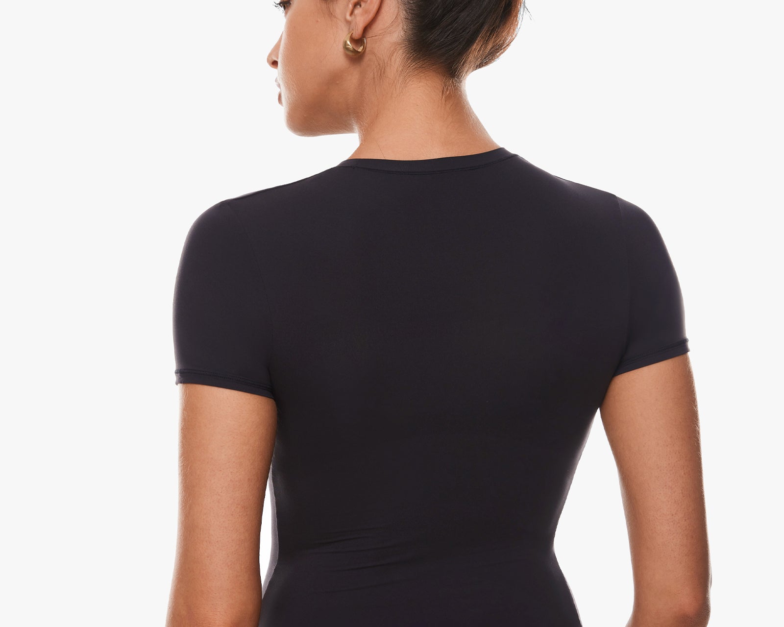 Women's Single Layer Basic Short Sleeve Top - Crew Neck Black