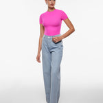 Women's Single Layer Basic Short Sleeve Top - Crew Neck Orchid Hush