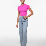 Women's Single Layer Basic Short Sleeve Top - Crew Neck Orchid Hush