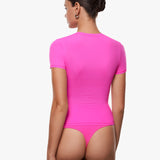 Women's Single Layer Basic Short Sleeve Top - Crew Neck Brown Purple