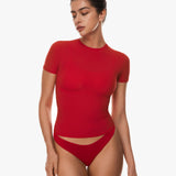 Women's Single Layer Basic Short Sleeve Top - Crew Neck Snow White