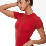 Women's Single Layer Basic Short Sleeve Top - Crew Neck Snow White