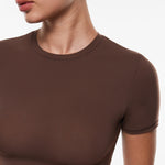Women's Single Layer Basic Short Sleeve Top - Crew Neck Hazelnut
