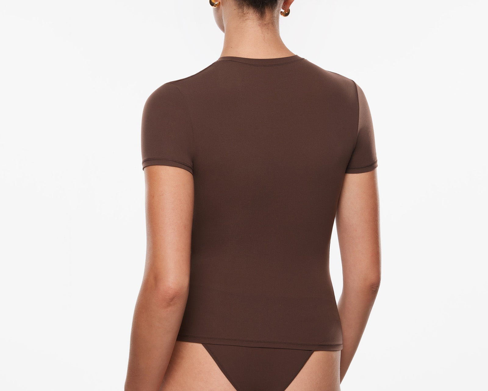 Women's Single Layer Basic Short Sleeve Top - Crew Neck Hazelnut