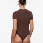 Women's Single Layer Basic Short Sleeve Top - Crew Neck Hazelnut