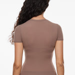 Women's Single Layer Basic Short Sleeve Top - Crew Neck Snow White