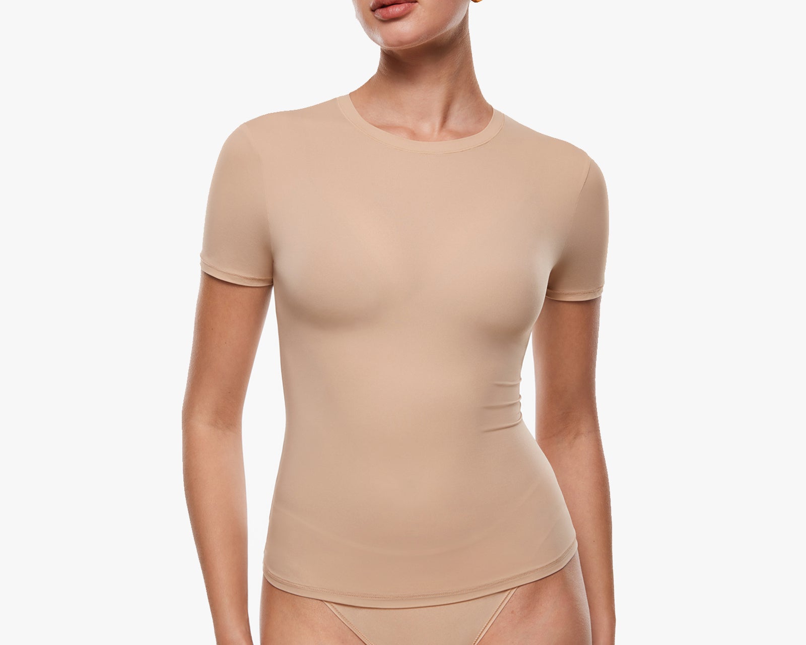 Women's Single Layer Basic Short Sleeve Top - Crew Neck Black