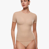 Women's Single Layer Basic Short Sleeve Top - Crew Neck Black