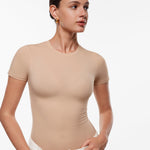 Women's Single Layer Basic Short Sleeve Top - Crew Neck Black