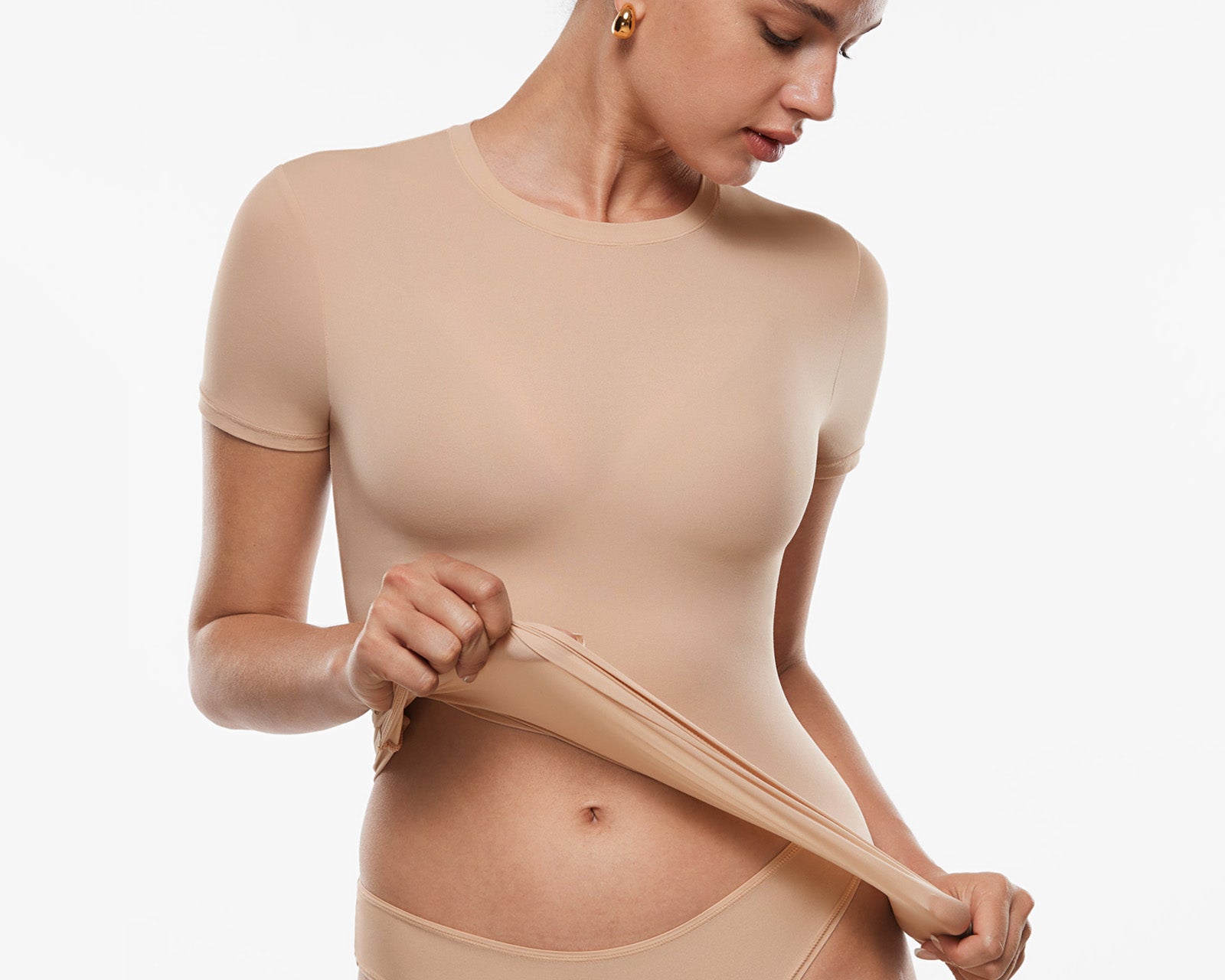 Women's Single Layer Basic Short Sleeve Top - Crew Neck Black