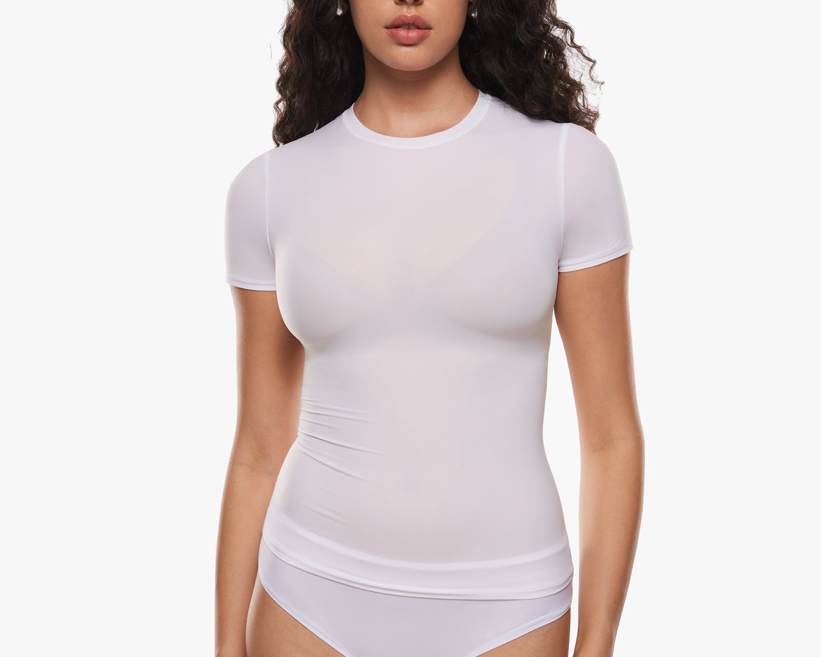 Women's Single Layer Basic Short Sleeve Top - Crew Neck Wheat Beige