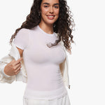 Women's Single Layer Basic Short Sleeve Top - Crew Neck Wheat Beige