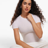 Women's Single Layer Basic Short Sleeve Top - Crew Neck Wheat Beige