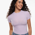Women's Single Layer Basic Short Sleeve Top - Crew Neck Wheat Beige