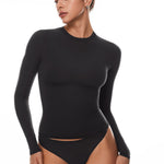 Women's Single-Layer Basic Long Sleeve Shirts Black