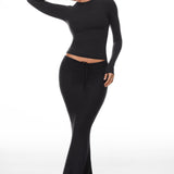 Women's Single-Layer Basic Long Sleeve Shirts Black