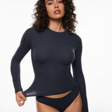 Women's Single-Layer Basic Long Sleeve Shirts True Navy