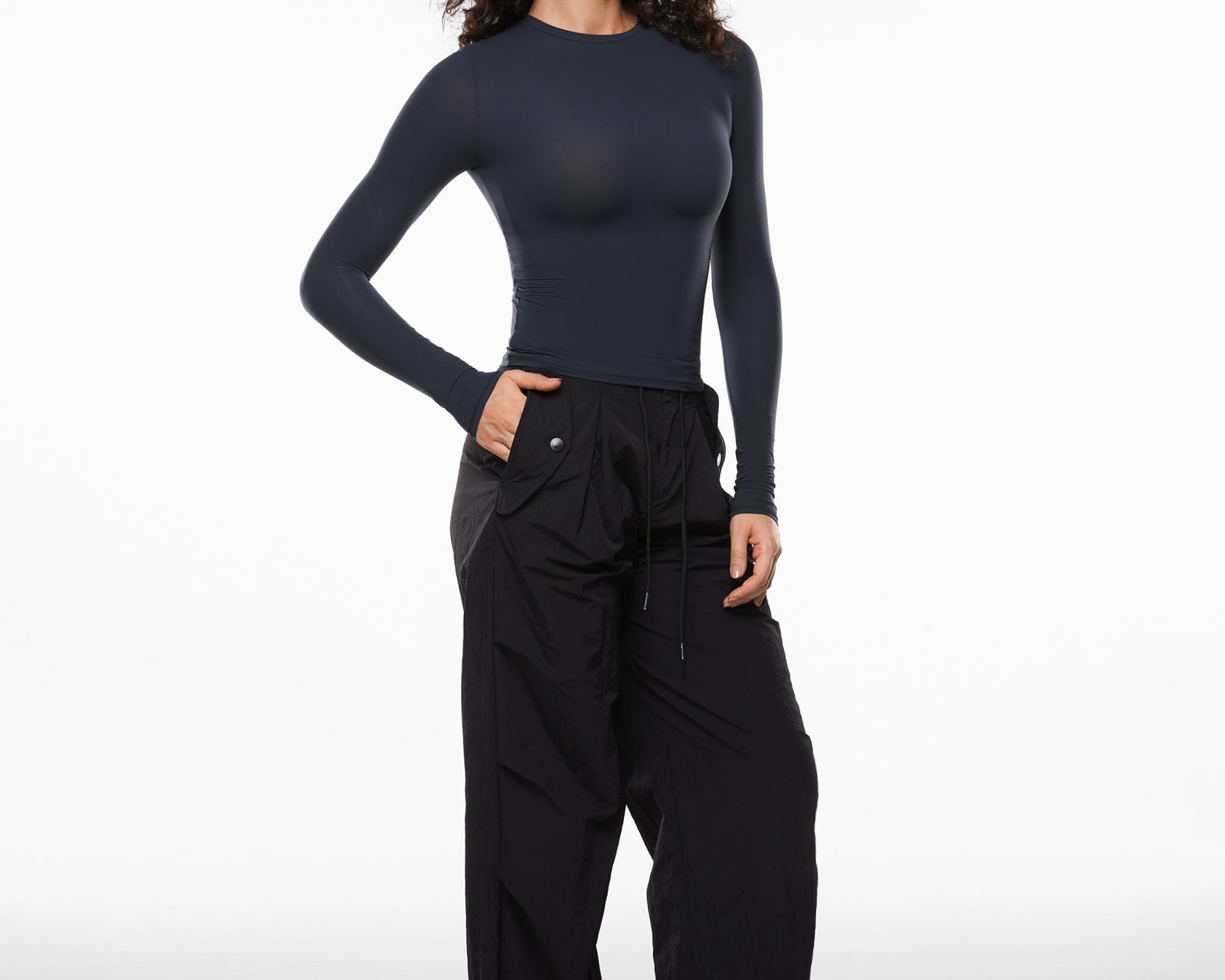 Women's Single-Layer Basic Long Sleeve Shirts True Navy