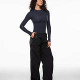 Women's Single-Layer Basic Long Sleeve Shirts True Navy