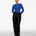 Women's Single-Layer Basic Long Sleeve Shirts Azure Blue