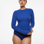 Women's Single-Layer Basic Long Sleeve Shirts Azure Blue