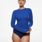 Women's Single-Layer Basic Long Sleeve Shirts Azure Blue