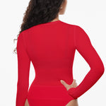 Women's Single-Layer Basic Long Sleeve Shirts Lipstick Red