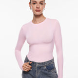 Women's Single-Layer Basic Long Sleeve Shirts Sweet Pink