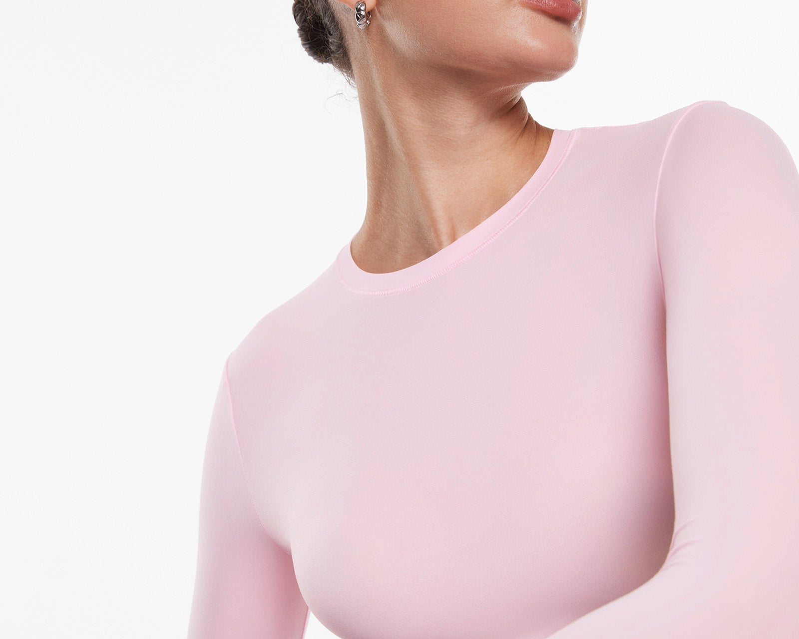 Women's Single-Layer Basic Long Sleeve Shirts Sweet Pink