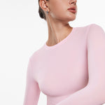 Women's Single-Layer Basic Long Sleeve Shirts Sweet Pink