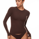 Women's Single-Layer Basic Long Sleeve Shirts Hazelnut