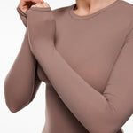 Women's Single-Layer Basic Long Sleeve Shirts Brown Purple