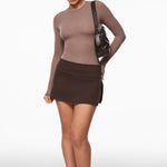 Women's Single-Layer Basic Long Sleeve Shirts Brown Purple