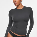 Women's Single-Layer Basic Long Sleeve Shirts Graphite Grey