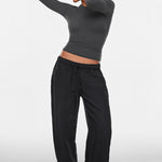 Women's Single-Layer Basic Long Sleeve Shirts Graphite Grey