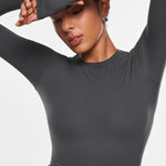 Women's Single-Layer Basic Long Sleeve Shirts Graphite Grey